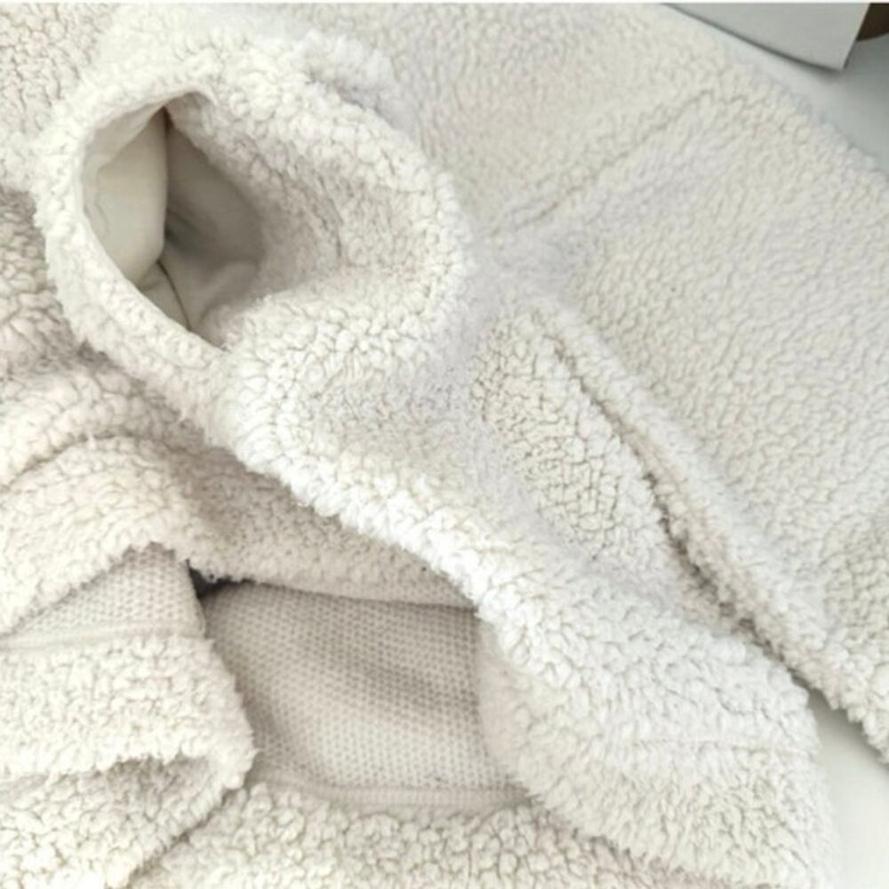 Aerie snap Sherpa pullover oversized sweater cream women’s size XL x large - Picture 8 of 11